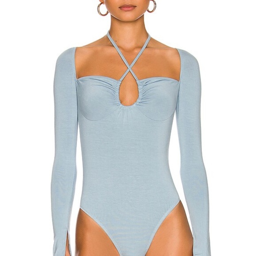 Revolve Superdown Storme Fitted Halter Long Sleeve Bodysuit Size XXS